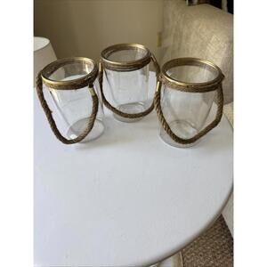 Glass Votive Holder With Rope Set Of 3